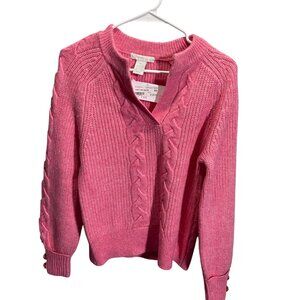 Design History XS‎ Hot Pink Shine V-Neck Sweater Acrylic Blend